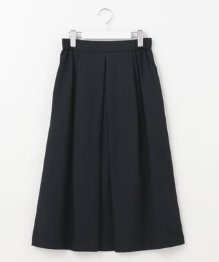 自由区 【接触冷感・速乾・UVカット・撥水・防シワ】リネンライクツイル タックスカート ネイビー系