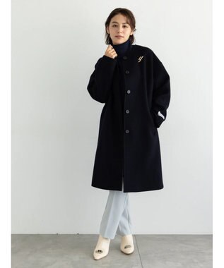 Te chichi ウールメルトンノーカラーロングコート《2025winter catalog item》 ネイビー