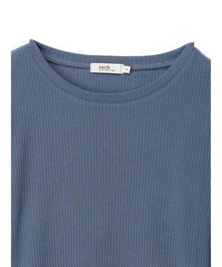 earth music&ecology チェーンリブクルーネックプルオーバー Blue