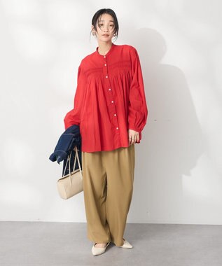 CRAFT STANDARD BOUTIQUE インド綿ピンタックブラウス Red