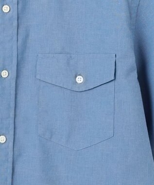 J.PRESS MEN 【HYBRID LINEN】 バンドカラーシャツ サックスブルー系
