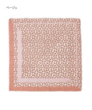 MOONBAT FURLA(フルラ）レオパードウールスカーフ 80×80㎝ ベージュ