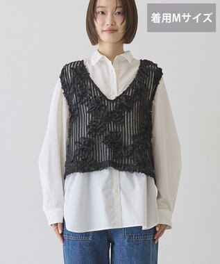 AMERICAN HOLIC 【選べる丈】Ｖネックレースベスト Black