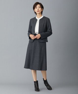 J.PRESS LADIES S アクアレジェンドウールジャージー ノーカラー ジャケット ライトグレー系