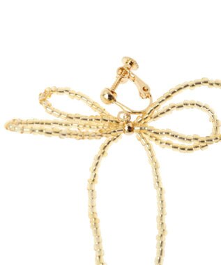 AMERICAN HOLIC ビーズレイーヤードリボンイヤリング Gold