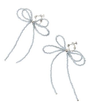 AMERICAN HOLIC ビーズレイーヤードリボンイヤリング Charcoal Gray