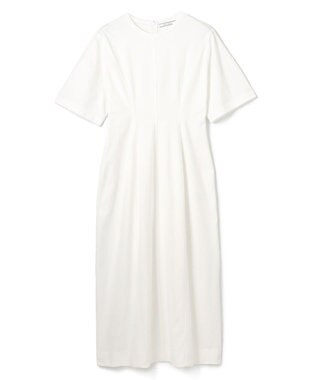 BEIGE， 【洗える】GLANTHUS / コットンカーブラインロングフレアワンピース White