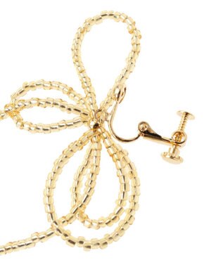 AMERICAN HOLIC ビーズレイーヤードリボンイヤリング Gold