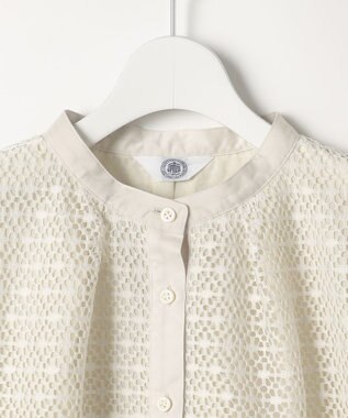 J.PRESS LADIES レースジャージー バンドカラー カットソー グレージュ系