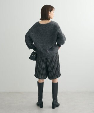Green Parks 毛ふきシャギーＶネックカーディガン Dark Gray