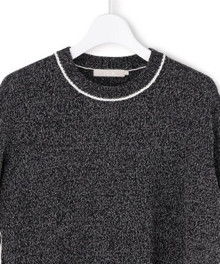 ICB L コットンツイスター クルーネックニット ブラック×オフホワイトミックス