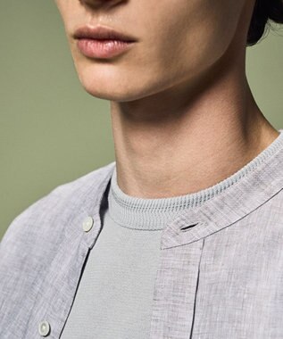 JOSEPH HOMME ファインクレスコクレープ　半袖ニット ライトグレー系