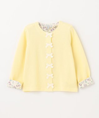 ANY KIDS スナップボタン リボン カーディガン ライトイエロー