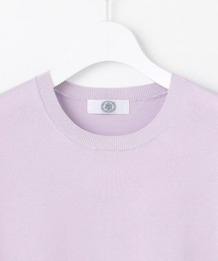 J.PRESS LADIES L 【洗える】COTTON POLYESTER 袖ボタン ニット ラベンダー系