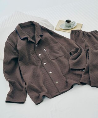 ワコール／睡眠科学 【ふわごころ（R）メンズパジャマ】 長袖・長ズボン しっとりなめらか ふわふわ触感 YGW421 睡眠科学／ワコール ブラウン