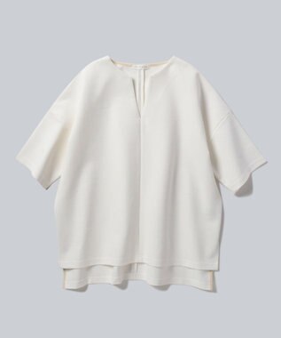 WHITE MAILS PAPER DOUBLE JERSEY KEY NECK T-シャツ オフホワイト