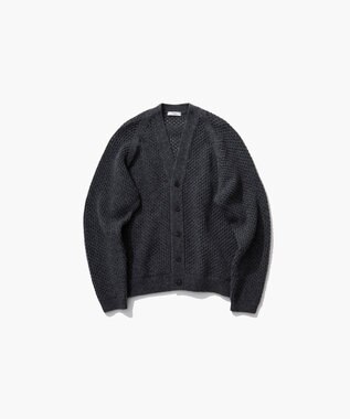 ATON WOOL CASHMERE ALPACA | メッシュＶネックカーディガン CHARCOAL GRAY