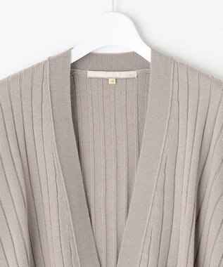 自由区 【洗える】ウールミックス ミドル丈カーディガン ライトグレー系