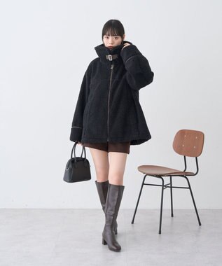 earth music&ecology ボアZIPブルゾン Black