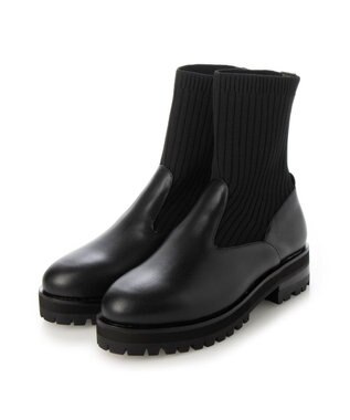 ing <ing>【サスティナブルシリーズ】ラウンドトウリブニットブーツ