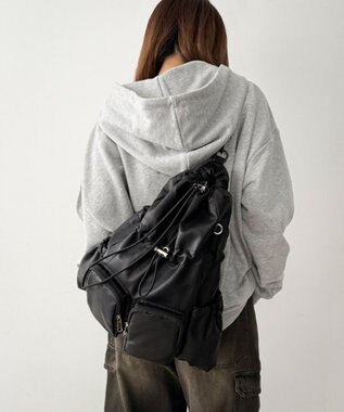 WEGO 【ユニセックス着用ITEM】2ポケットPUドロストナップサック ブラック