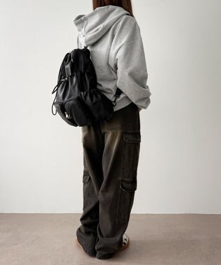 WEGO 【ユニセックス着用ITEM】2ポケットPUドロストナップサック ブラック