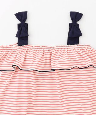 組曲 KIDS 【UVカット】【SS-Lサイズ】マリンストライプ スイムウェア(セパレート) コーラル