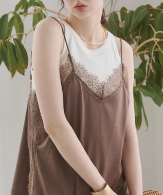 WEGO 【ANGIE VINTAGE】サテンレースキャミソール ブラウン