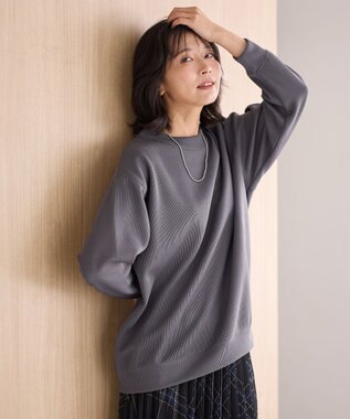 ANY L 【洗濯機可】ダブルフェイスジャージープルオーバー チャコール