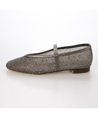 MODE ET JACOMO <MODE ET JACOMO>ストラップチュールフラットパンプス グレーメタリック
