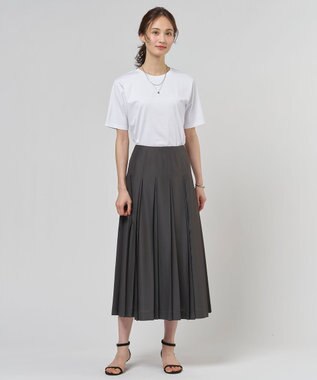 J.PRESS LADIES L エアリースパンボイル プリーツ スカート スレートブラウン系