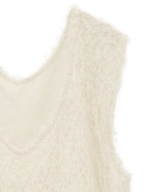 earth music&ecology ふさふさベスト Ivory