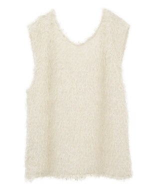 earth music&ecology ふさふさベスト Ivory