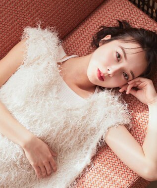 earth music&ecology ふさふさベスト Ivory