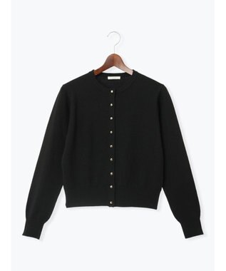 Te chichi メタルスクエア釦クルーネックカーディガン ブラック