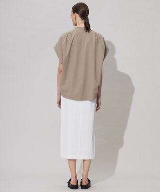 ICB 【接触冷感・UVカット・洗える】ヴィンテージスパンブロード デザインブラウス クリームブラウン系