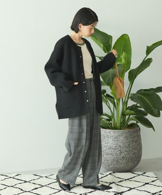 AMERICAN HOLIC Wフェイスラグランニットコーディガン Black