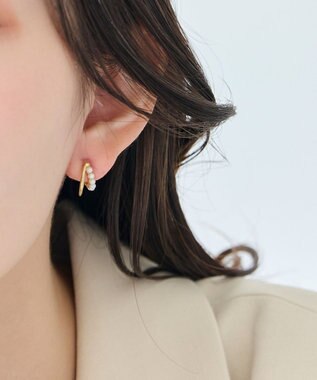 Phoebe 〈アレルギー対応〉プチパールダブルフープセラミックピアス　ゴールド ゴールド