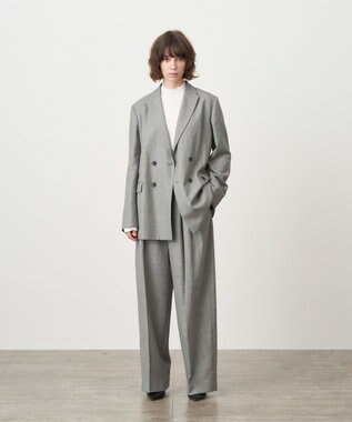 ATON WOOL LINEN SHARKSKIN | ダブルブレステッドジャケット GRAY