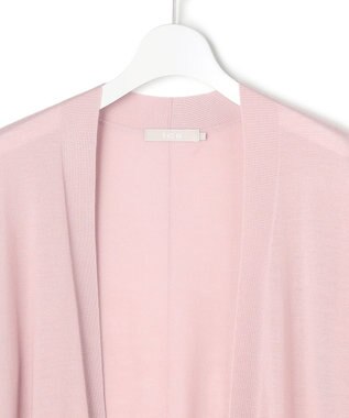 ICB L 【洗える】コンパクトファインウール ロングカーディガン シェルピンク系