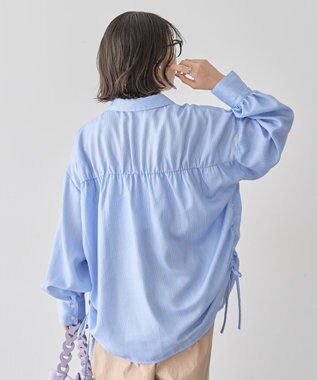 Green Parks 脇シャーリングシャツ Stripe Blue