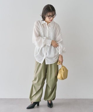 Green Parks 脇シャーリングシャツ Stripe Ivory