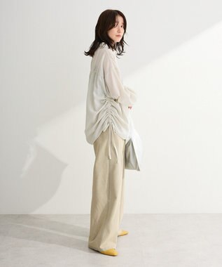 Green Parks 脇シャーリングシャツ Stripe Ivory