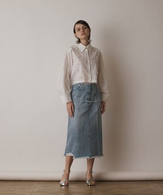 GRACE CONTINENTAL ビジューシャツ ホワイト