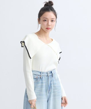 earth music&ecology ビックカラーオフショルニットプルオーバー Ivory