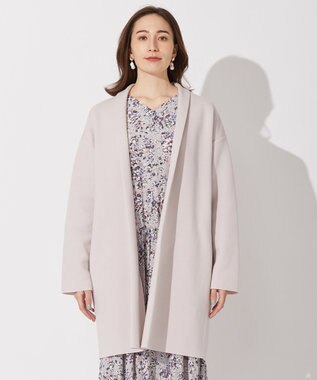 自由区 L 【軽量・洗える】ガウンニット コート ライトグレー系