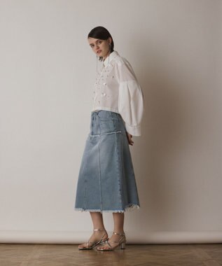 GRACE CONTINENTAL ビジューシャツ ホワイト