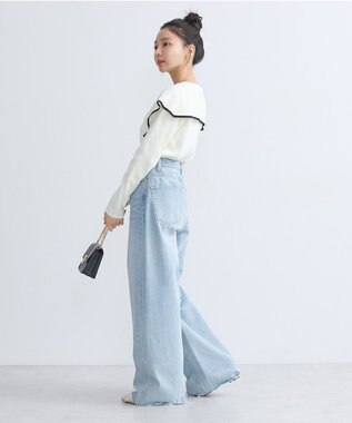 earth music&ecology ビックカラーオフショルニットプルオーバー Ivory