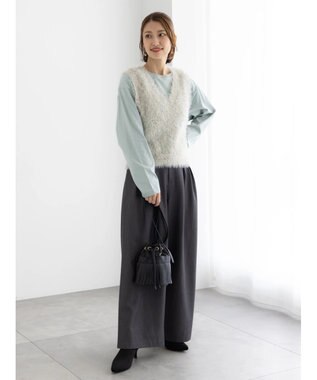 Te chichi タックワイドフルレングスパンツ チャコールグレー