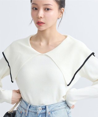 earth music&ecology ビックカラーオフショルニットプルオーバー Ivory